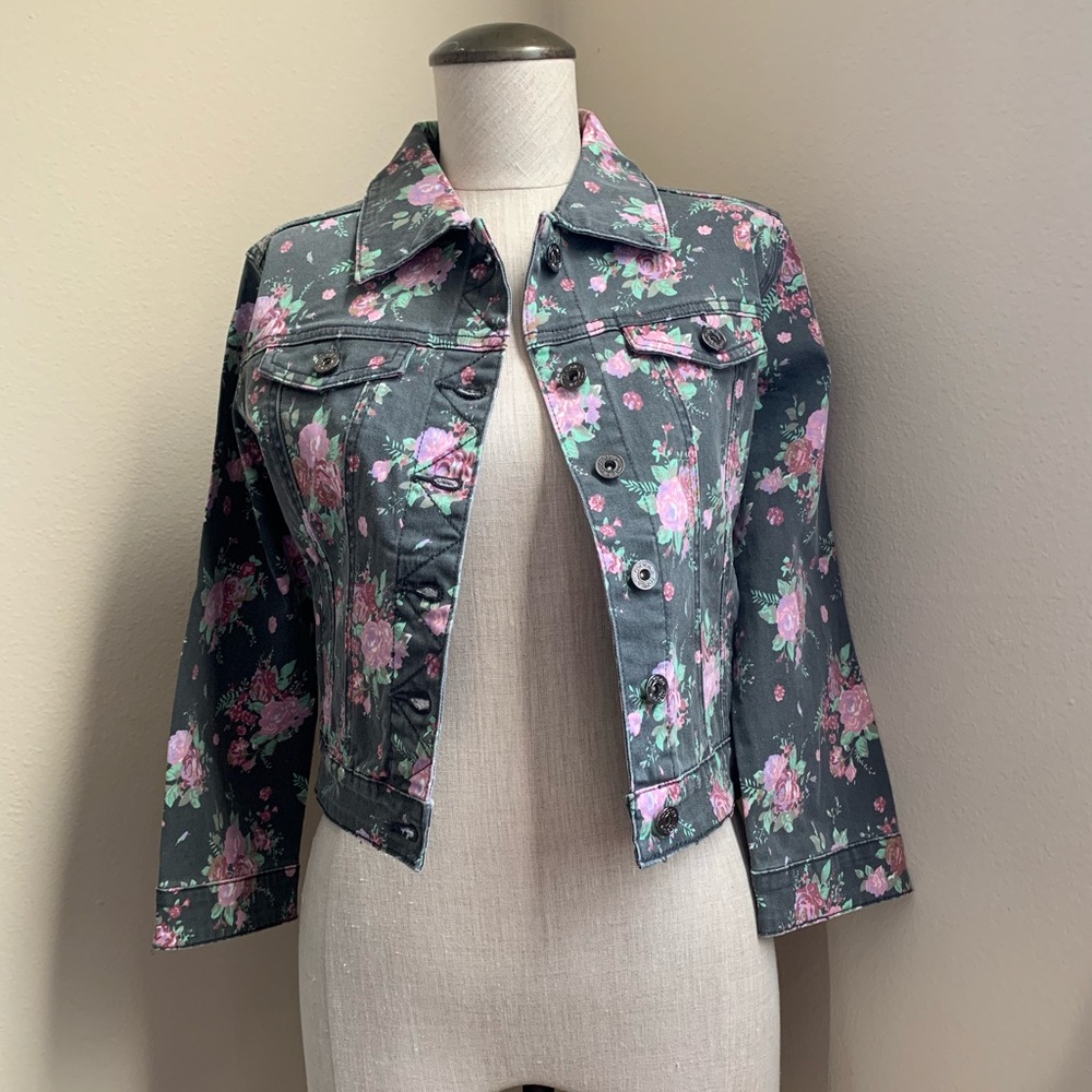 Motivi Girl’s Grey/Floral Long Sleeve Jacket